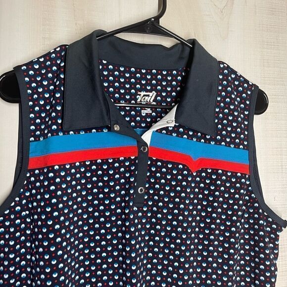 Tail ladies sleeveless navy with white and red dots‎ golf top, size XL NWOT - Picture 8 of 15